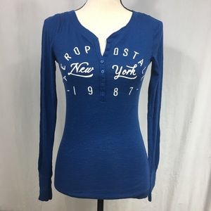 Aeropostale Royal Blue Knit Long Sleeve Top Size S